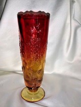 Vintage Smith Glass Amberiana Grape Pattern Vase - £21.89 GBP