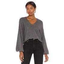 1. State Balloon Sleeve Ribbed V-Neck Pullover Sweater Medium Grey Size ... - £22.40 GBP