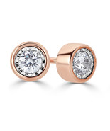 1/4Cttw Diamond Bezel Stud Earrings Set In 14K Pink Gold - £123.02 GBP