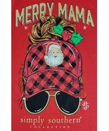 Simply Southern Shirt Merry Mama XMAS Womens L Red Buffalo Plaid Gold Gl... - $12.95