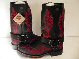 Men&#39;s Harley Davidson boots Slayton D93141 leather black oil resisting size 9.5 - £159.20 GBP
