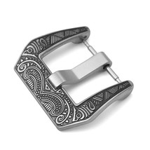 Stylish Artistic Carved Watch Steel Buckle 20mm Dark Silver - $12.76