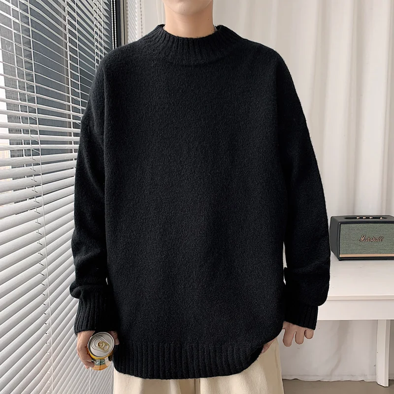 New Korean Style Men neck s  Slim Fit Pullover Mens Casual Knitwear Pullovers Ma - £89.12 GBP