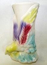 Wall Pocket Vintage Morton Bird Art Pottery Vase Multicolor 7&quot; - £18.77 GBP