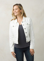 New NWT Prana Dree Womens XL White Denim Jean Jacket Pockets Cool Organic Cotton - £107.96 GBP