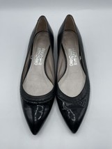 Salvatore Ferragamo Women Flats size 10.5 Black Patent Leather and Leath... - $140.24