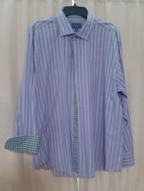 Tallia Mens Size XL Striped Button Down Long Sleeve Flip Cuff Shirt Nice - £15.50 GBP
