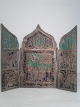 Antik Russisch Östlich Orthodoxe Emaillierte Triptychon - £151.91 GBP