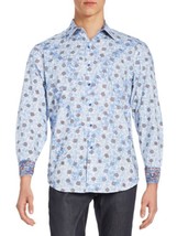 NWT ROBERT GRAHAM shirt M blue paisley contrast cuffs designer $248 clas... - $89.99