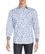 NWT ROBERT GRAHAM shirt M blue paisley contrast cuffs designer $248 clas... - $123.33 CAD