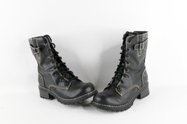Vintage Grunge Goth EDM Womens Size 7.5 Chunky Platform Zip Buckle Boots... - £84.95 GBP