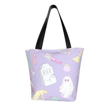 Halloween Icons On A Purple Background Ladies Casual Shoulder Tote Shopp... - £19.58 GBP