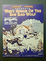 Vtg 1933 Original sheet music: Micky Mouse Who&#39;s Afraid of the Big Bad W... - $18.99