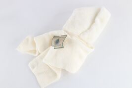 Deadstock Vintage 90s Streetwear Fleece Hood Scarf White Winter Womens OSFA - $29.65