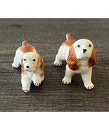 Vintage Spaniel Dog Figurines Ceramic Animal Miniature Collectible Lot Of 2 - £11.84 GBP