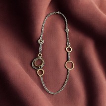 VTG Premier Designs Two-Tone Circle Link Necklace – Silver &amp; Gold Rings - $381.03 MXN
