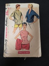 Simplicity Sewing Pattern #1172 Ladies Fitted Darts Top Size 12 Bust 30&quot;... - $9.95