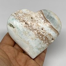 218.6g, 3.1&quot;x3.4&quot;x1.1&quot; Caribbean Calcite Heart Gemstones @Afghanistan,B3... - $54.44