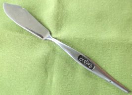 Nasco Stainless Butter Knife Black Rose Pattern Japan Black Textured #71787 - £5.45 GBP