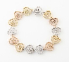 Authenticity Guarantee 
Multi-Colored Heart 2.24 Carat Diamond 18k Gold Brace... - £3,000.82 GBP