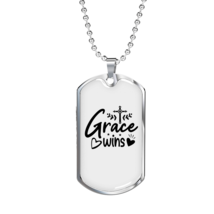 Grace Wins Heart Necklace Stainless Steel or 18k Gold Dog Tag 24&quot; Chain - £37.37 GBP+
