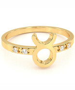 Taurus Zodiac Sign Diamond Ring In Solid 14k Yellow Gold - $339.08 CAD