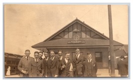 Vtg Snapshot Photo Group Photo Union Pacific Railroad Depot Roseburg Ore... - $37.50