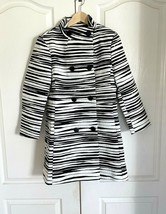 New Ann Taylor Women Black White Zebra Print Double Breasted Mock Neck Coat M - £133.10 GBP