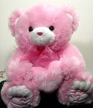  (Y24L3B3) Atico Plush Pink Bear Stuffed Animal I Love You Mom Mother&#39;s Day - £19.60 GBP