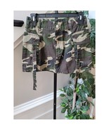 Cargo Skirt Women&#39;s Size Small Green Military Style Pockets Cotton Zipper - $478.85 MXN