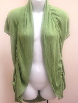 Sweet Sinful M Cardigan Green Ruched Open Draped Stretchy Sweater - £13.08 GBP