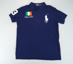 Polo Ralph Lauren Big Pony Shirt Large #3 Ireland Flag Navy Blue Double ... - £30.01 GBP