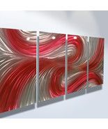Metal Wall Art Abstract Decor Sculpture Painting Modern Echo in Red - £130.75 GBP