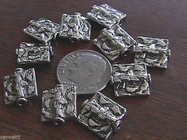 12.5mm x 11mm x 3.5mm Pewter Square Beads (10) Lead-Safe (MFP614S) - £1.00 GBP