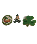 Vintage St Patrick’s Day Pin Lot of 3 Shamrock Leprechaun Irish - $14.60