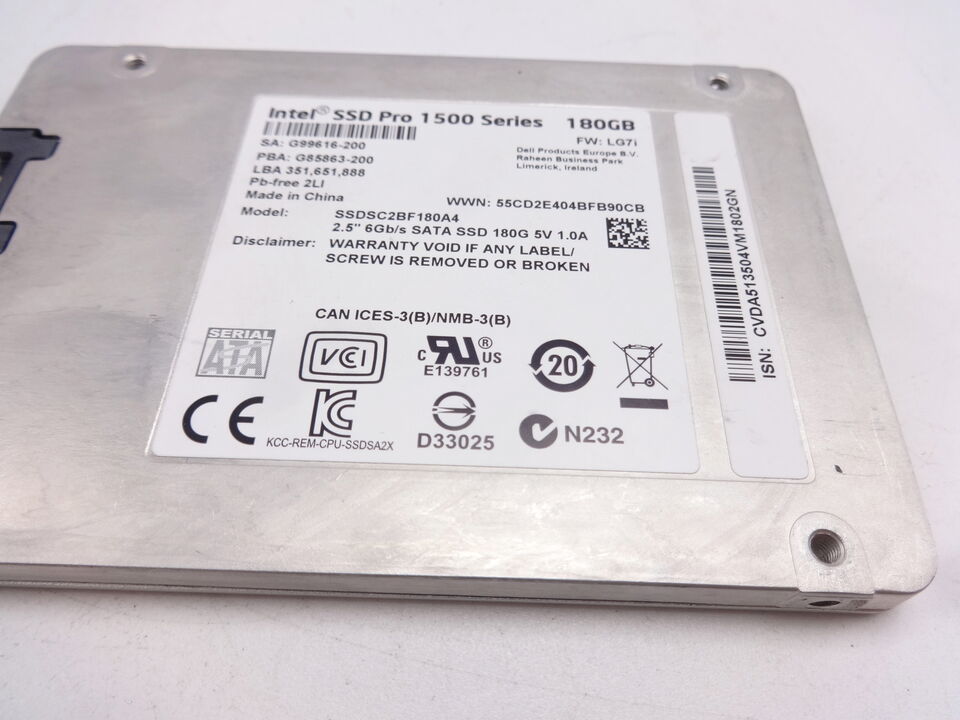 Dell H2TWD 180GB Solid State 2.5&quot; Hard Drive SSDSC2BF180A4 - $19.99