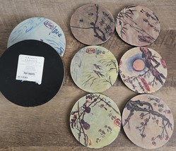 Pier 1 Traditional Chinese Art Set/6 Lacquered Plywood Coasters in Lidde... - $14.84