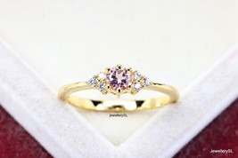 Sterling Silver/Gold plated Baby pink tourmaline ring, Minimalist tourmaline - £25.31 GBP