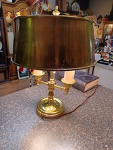 Vintage MCM Brass Dual 2 Arm Bankers Lawyers Electric Table Lamp 13.5&quot; - £71.21 GBP