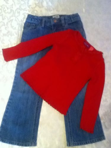 Girl-Lot of 2-Size 4-4T-Greendog sweater-red-Size 4-Place jeans - $14.25
