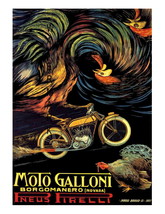 Moto Galloni Motorcycle Vintage Advertising 13 x 10 inch Giclee CANVAS P... - $19.95