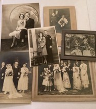 6 Antique Sepia BW Family Group Photos Prom Wedding Moon Some Matted  1910-40’s - £21.99 GBP
