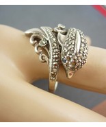 Sterling Dolphin Ring Vintage Marcasite &amp; Silver Porpoise 7.4 grams Size... - $125.00