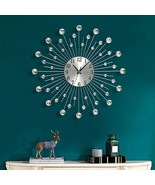 New Vintage Metal Crystal Sunburst Wall Clock Large Modern Wall Clocks D... - $44.90