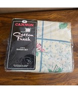 Vintage Cannon No Iron  Queen 4pc Sheet Set New Sealed Cotton Fresh Floral - €64,11 EUR