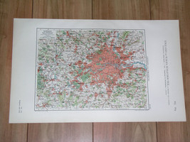 1914 Original Antique Map Of London And Its Vicinity / England - £26.14 GBP