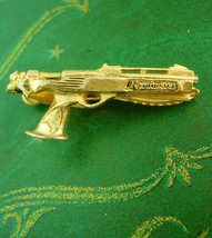 Remington gun tie clip pistol NRA gold tie clasp revolver bachelor gift vintage  - $85.00