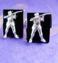 Unusual Hunting Gun Cufflinks * figural man *  NRA Rifle * Game warden * safari  - £67.15 GBP