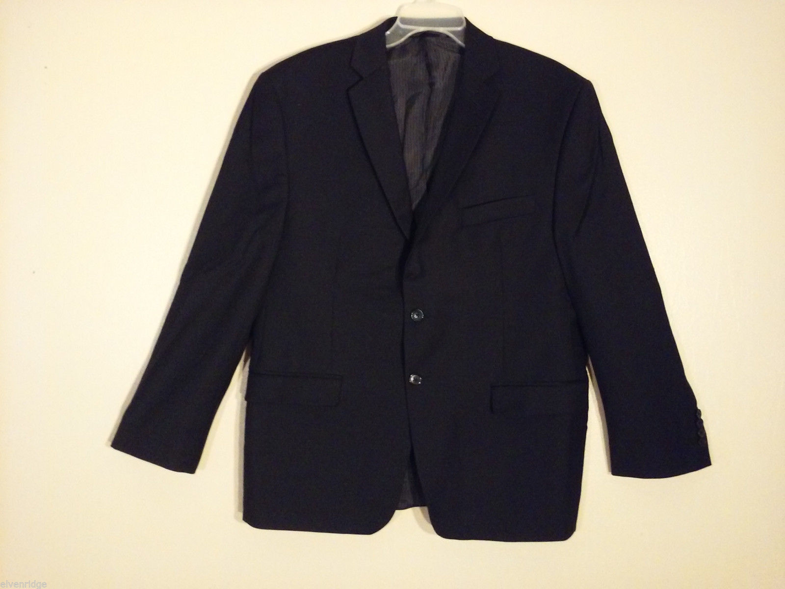Calvin Klein Men's Size XL 2-Button Blazer Black Wool Sport Coat 3 Front Pockets - $84.14