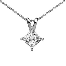 0.80CT Princesse Véritable Moissanite Solitaire Collier 14k Plaqué or Blanc - £71.26 GBP